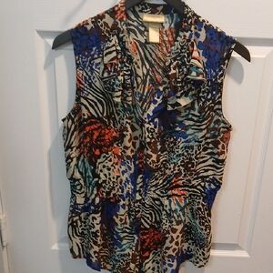 Miss Tina Vibrant Animal Print Blouse
